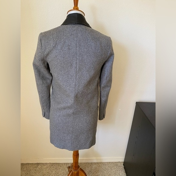 Allsaints Women’s Aiva Sabina Wool Leather Blazer Jacket Grey Size 0 Business - Picture 5 of 9